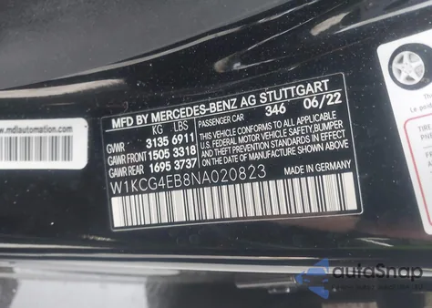 2022 Mercedes-Benz Eqs 580 4Matic z USA, uszkodzony, nr VIN W1KCG4EB8NA020823
